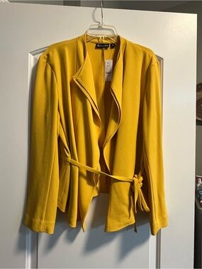 New York & Company Mustard Yellow Tie-Waist Blazer